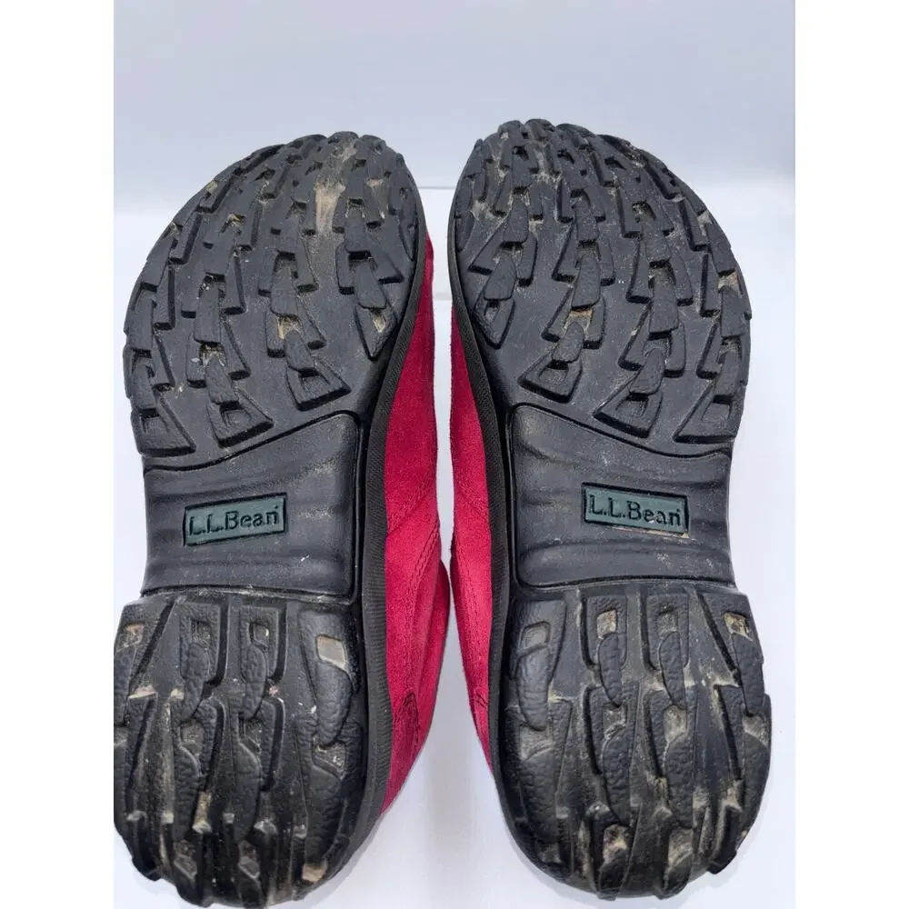 L.L.Bean Athletic Shoes Women's Red Suede Sherpa Lined Zip Slip On 8.5 M